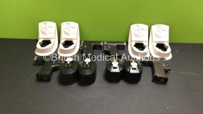 4 x Stryker CD3 4300 Handpieces with 4 x Stryker 6127-120 Aseptic Battery Housings and 4 x Stryker 4222-130 Battery Transfer Shields *5488-894*