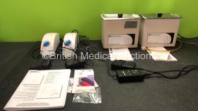 Mixed Lot Including 2 x Dentsply Cavitron Select Ultrasonic Scaler Units with Reservoirs, 1 x User Manual and 2 x AC Power Supplies (Both Power Up) 2 x Henry Schein Ultrasonic Cleaning Baths with 2 x User Manuals (Both Power Up)