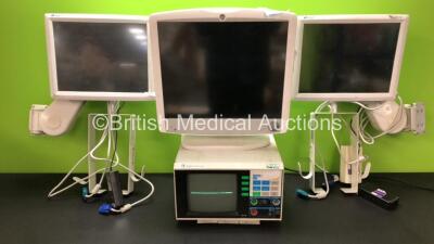 Job Lot Including 1 x Datex Ohmeda CH-1RS Monitor with ECG/RESP SpO2, Pressure and Temp Options (Powers Up), 2 x Space Labs Ultraview SL Monitors, 1 x GE D19KT Display, 1 x Mindray Datascope Trio Patient Monitor Including SpO2, T1, ECG and NIBP Options wi