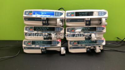 6 x Carefusion Alaris GH Plus Syringe Pumps (All Power Up, 2 with Gas Gauge GG1 Comms Failure, 3 with Plunger Posn Monitor PP4 Calibration Invalid)