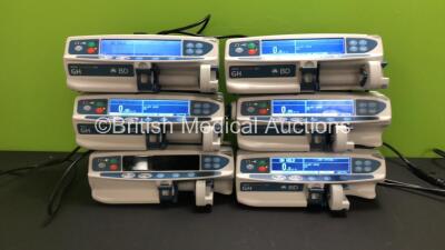 Job Lot Including 5 x Carefusion BD Alaris GH Guardrails Plus Syringe Pumps (All Power Up) and 1 x Carefusion Unknown Model Syringe Pump (Draws Power, Does Not Turn On)