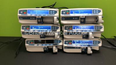 Job Lot Including 5 x Carefusion BD Alaris GH Guardrails Plus Syringe Pumps (All Power Up) and 1 x Carefusion Unknown Model Syringe Pump (Draws Power, Does Not Turn On) - 2