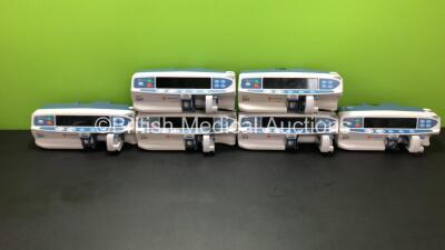 6 x Carefusion Alaris GH Syringe Pumps (5 x Power Up with 1 x Service Required and 1 x Blank Screen)