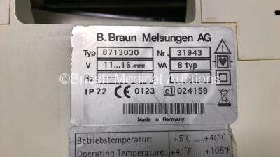 3 x B Braun Infusomat Space and 1 x B.Braun Perfusor Space Volumetric Infusion Pumps with 1 x AC Power Supply (All Power Up) *31943, 32556, 23418 and 24311* - 6