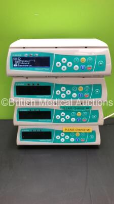 4 x B Braun Infusomat Space Volumetric Infusion Pumps with 1 x AC Power Supply (All Power Up with 1 x Blank Screen) *37153, 32607, 50894 and 23848*