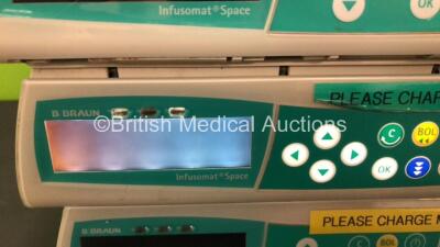 4 x B Braun Infusomat Space Volumetric Infusion Pumps with 1 x AC Power Supply (All Power Up with 1 x Blank Screen) *37153, 32607, 50894 and 23848* - 4