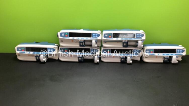 5 x Alaris GH and 1 x Alaris CC Syringe Pumps Including 5 x CareFusion and 1 x CardinalHealth (All Power Up with 3 x Service Required and 2 x Blank Screens)