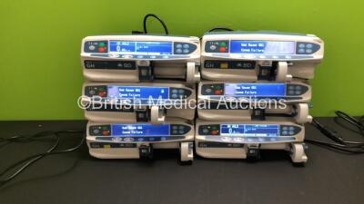 6 x Carefusion BD Alaris GH Guardrails Plus Syringe Pumps (All Power Up, 4 with Gas Gauge GG1 Comms Failure) - 2