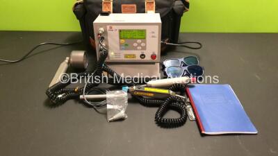 Omega Model XP Laser System *Mfd - 03/04* with 3 x Laser Aperture Handpieces, 1 x Hand Probe, 2 x Keys, 2 x Safety Goggles, User Manual and Stand in Case (Powers Up) *2286* - 2