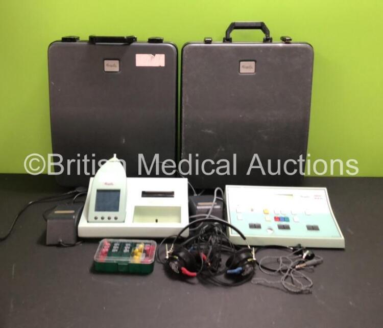 Job Lot Including 1 x Kamplex KLD 21 Diagnostic Audiometer with Headphones, Patient Response Trigger and Power Supply in Case and 1 x Kamplex MT10 Type 2 Impedance Audiometer with Base Unit, Power Supply and Ear Pugs (Both Power Up) *109908 / 023 025*