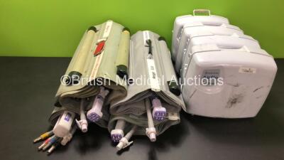 Job Lot Including 4 x Mangar ELK Emergency Lifting Cushions with 4 x Control Hoses, 4 x Mangar Camel & ELK Airflo Plus Compressors (3 x Missing Handles - See Photo)