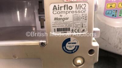 6 x Mangar Airflo MK2 Compressors with 4 x Hose Controllers (2 with Missing Buttons, 2 with Missing Controllers-See Photos) - 4