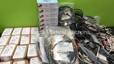 Job Lot of Various Patient Monitoring Cables Including SpO2 Sensors, ECG Leads and BP Hoses - 3