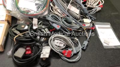 Job Lot of Various Patient Monitoring Cables Including SpO2 Sensors, ECG Leads and BP Hoses - 4