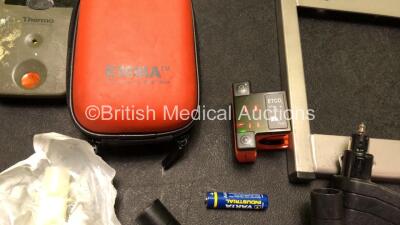 Mixed Lot Including 2 x AD Elektronic MBSS Mobile Battery Service Station Mounting Brackets with 5 x DC Power Supplies, 3 x Physio Control Ref 11141-000156 Batteries *All Untested* Face Masks, 1 x Emma Ref 606100 Capnometer in Case (Powers Up) 4 x Thermo - 3