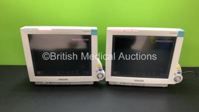 2 x Philips IntelliVue MP70 Patient Monitors *Mfd 2011-12* (Both Power Up) *SN DE843B4138 / DE843B4135*