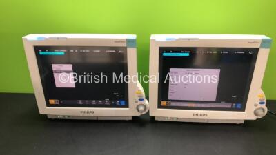 2 x Philips IntelliVue MP70 Patient Monitors *Mfd 2011-12* (Both Power Up) *SN DE843B4173 / DE843B4139*