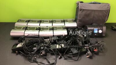 Job Lot Including 1 x ResMed AirSense 10 CPAP Unit with Carry Case (Powers Up with with Stock Supply - Not Included) and 9 x ResMed S9 AutoSet CPAP Units with 9 x Power Supplies *23151259202 - 23121221179 - 23121048966 - 23111058814 - 23111425142*