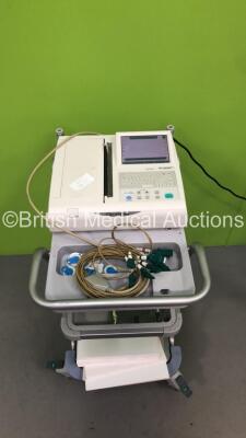 Fukuda Denshi CardiMax FX-8322 ECG Machine on Stand with 10 Lead ECG Leads (Powers Up) *S/N 50001950*