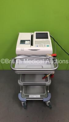 Fukuda Denshi CardiMax FX-8322 ECG Machine on Stand with 10 Lead ECG Leads (Powers Up) *S/N 50001122*