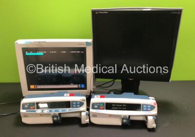 Mixed Lot Including 2 x Carefusion Alaris GH Syringe Pumps (1 x Gas Gauge GG1 Error and 1 x Powers Up With Blank Screen - Damaged Casing, See Photos), 1 x Philips IntelliVue MP70 Touch Screen Monitor (Powers Up - Damaged Casing, See Photos) and 1 x Welch 