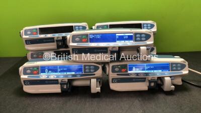 7 x Carefusion Alaris CC Guard Rails Plus Syringe Pumps (5 Power Up, 1 Holds Power with Blank Display Screen-See Photo) *C*