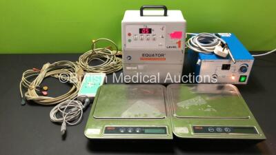 Mixed Lot Including 1 x Seward Twin Fibre Light Source Model 19.5115 (1 x Lamp Powers Up) with Light Cable (Some Damage - See Photo) 1 x Smiths Level 1 Equator Convective Warmer (Powers Up) 1 x Cosmed Quark C12x ECG Unit with 2 x Leads and 2 x Seca Scales