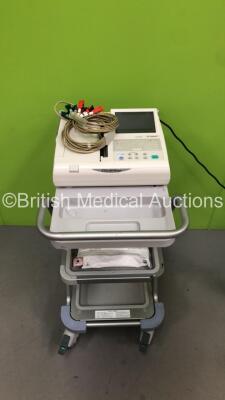 Fukuda Denshi CardiMax FX-8322 ECG Machine on Stand with 10 Lead ECG Leads (Powers Up) *S/N 50001654*