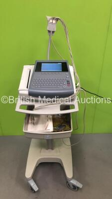 GE MAC 1600 ECG Machine on Stand with 10 Lead ECG Leads (Powers Up) *S/N SDE14050094NA*