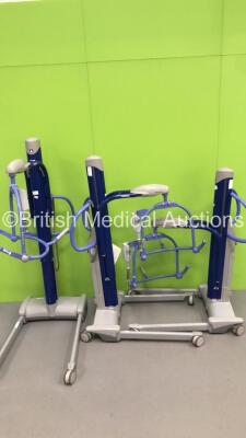 3 x Arjo Maxi Move Electric Patient Hoists with Batteries and Controllers (All Power Up)