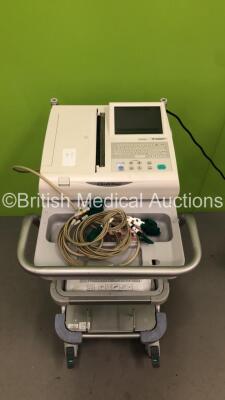 Fukuda Denshi CardiMax FX-8322 ECG Machine on Stand with 10 Lead ECG Leads (Powers Up) *S/N 50000653*