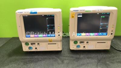 2 x Fukuda Denshi DS-7100 Patient Monitors Including ECG, SpO2, BP, TEMP, NIBP and Printer Options (Both Power Up) *SN 50000509, 50000194*