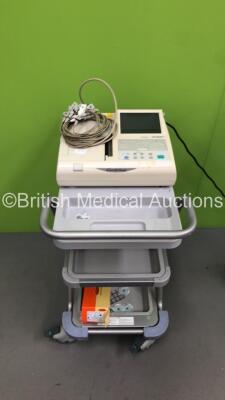 Fukuda Denshi CardiMax FX-8322 ECG Machine on Stand with 10 Lead ECG Leads (Powers Up) *S/N 50001652*