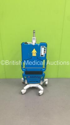 Zoll Autopulse Resuscitation System Model 100 on Zoll Transporter Stand (Powers Up) * SN 24148 * ** Mfd 2017 ** with 4 x Batteries, 1 x Multi-Chemistry Battery Charger, 14 x LifeBand Load-Distributing Bands and Various Accessories