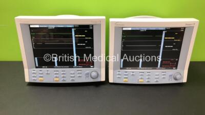 2 x Datascope Passport 2 Patient Monitors Including C02, ECG, IBP1, IBP2, SpO2 and T1 Options (Both Power Up) *SN TM12718-J4 / CM20421-F2*