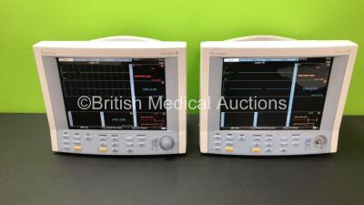 2 x Datascope Passport 2 Patient Monitors Including C02, ECG, IBP1, IBP2, SpO2 and T1 Options (Both Power Up) *SN TM12682-J4 / TM13271-K4*