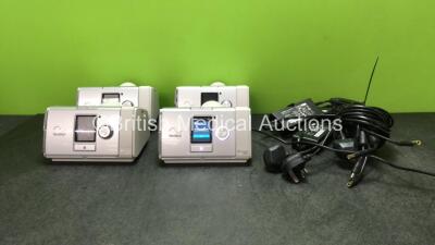 4 x ResMed AirCurve 10 Vauto CPAP Units with 4 x AC Power Supplies (All Power Up) *SN 22161269906, 22181897756, 22191101787, 22161440499*