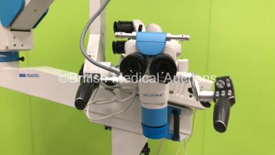 Moeller HI-R Operating Microscope with 2 x Ref 656935 Binoculars, 4 x 10x/21B Eyepieces, Footswitch and XL - HL - 300 Light Source on Moeller FS 3-23 Floor Stand (Powers Up with Good Bulb) *525* - 2