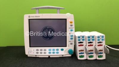 Job Lot Including 1 x S/5 FM Patient Monitor with 3 x GE Type E-PSMP-00 Modules Including ECG, SpO2, T1, T2, P1, P2 and NIBP Options