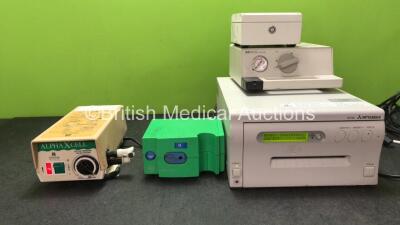 Mixed Lot Including 1 x Heidelberg Model PS210 Power Supply (No Power) 1 x Hewlett Packard 15210B Calibrator Tester, 1 x Pari Boy Type 038 Nebulizer (Powers Up) 1 x Huntleigh Alpha X Cell Pump (Powers Up) 1 x Mitsubishi CP750 Color Video Copy Processor (P