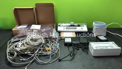 Mixed Lot Including 1 x Fisher & Paykel MR850AEK Respiratory Humidifier Unit (Powers Up) 1 x Carefusion IVAC PCAM Pump with Trigger (No Power) 5 x Model 3610 AC Power Supplies, 1 x Liko Type BAJ100001511 Battery and Various BP Cuffs and Patient Monitoring