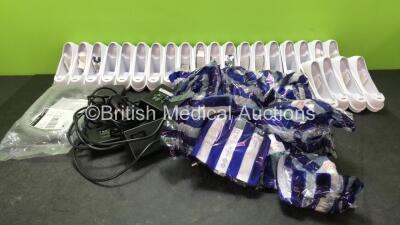 Mixed Lot Including 23 x Welch Allyn Ref 407362 Thermometer Base Units, Intersurgical Ref 1181015 Adult Masks, Breathing Tube and AC Power Supplies