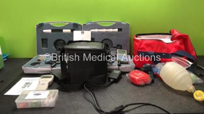 Mixed Lot Including 2 x Micro Loop Spirometers In Cases with 2 x Chargers (Both Power Up) 1 x Vitalograph Emergency Aspirator Kit in Carry Bag, 1 x Amplivox Otowave 102 Handheld Portable Tympanometer in Carry Bag (Powers Up)