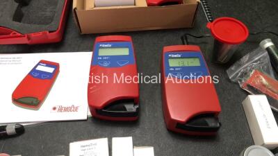 Mixed Lot Including 3 x Hemocue Hb 201+ Blood Analyzers with 1 x AC Power Supply (All Power Up) 1 x BMI Calculator, 1 x Grip Tester, 1 x Sunto Dual, 1 x Abbott Diabetes Care Pen and Various Otoscope Bulbs - 2