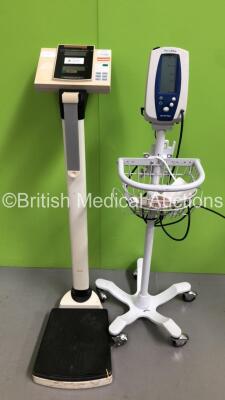 1 x Seca Stand on Scales (No Power) and 1 x Welch Allyn SPOT Vital Signs Monitor on Stand with BP Hose (Powers Up) *S/N 201302832*