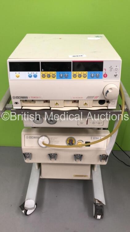 Eschmann TD850 Electrosurgical / Diathermy Unit on Eschmann ST80 Suction Trolley (Draws Power - Blank Screen) *S/N 85BC-1F-1088*