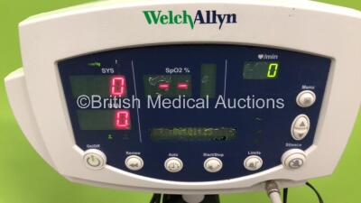 2 x Welch Allyn 53N00 Vital Signs Monitors on Stands with BP Hoses and Cuffs (Both Power Up) - 2