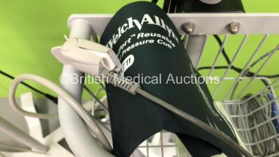 2 x Welch Allyn 53N00 Vital Signs Monitors on Stands with BP Hoses and Cuffs (Both Power Up) - 3