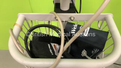 2 x Welch Allyn 53N00 Vital Signs Monitors on Stands with BP Hoses and Cuffs (Both Power Up) - 6