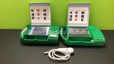 2 x Bardscan II Bladder Scanners with 1 x Probe and 1 x Battery (Both Power Up with 1 x Blank Screen)